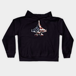 Fighter Jet Airplane American Flag Heart 4Th Of July Kids Hoodie